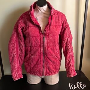 Zenana Washed Dolman Quilted Jacket- Burgundy